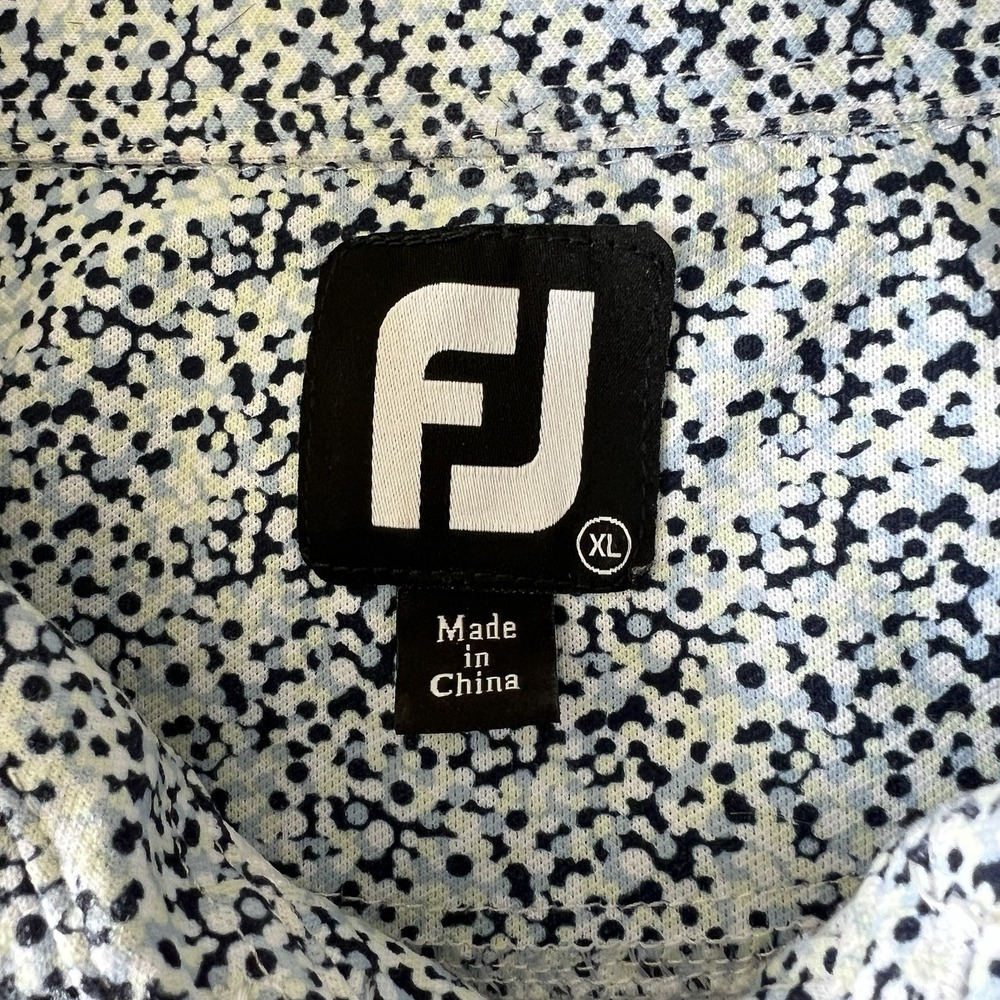 FootJoy FJ Golf Polo Shirt Blue White Abstract‎ Print Performance XL Stretch - Picture 4 of 9